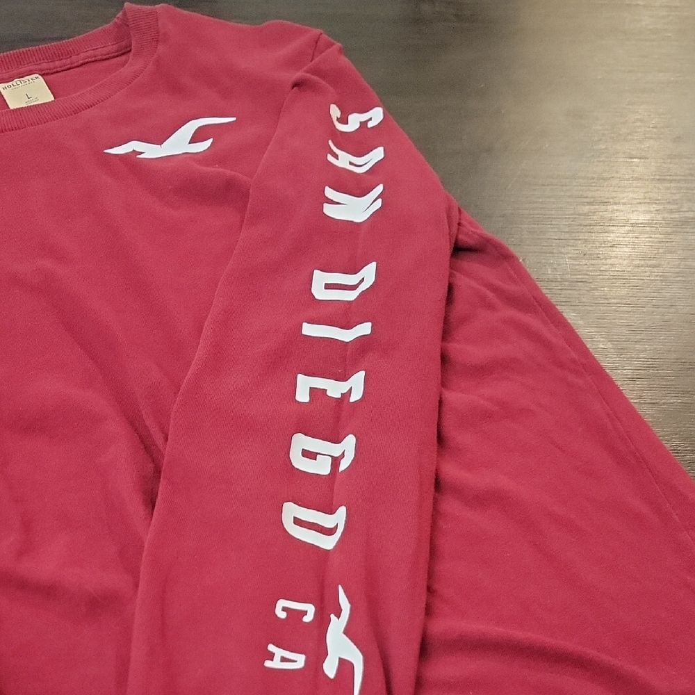 Red Long Sleeve Shirt with Logo - Picture 4 of 5